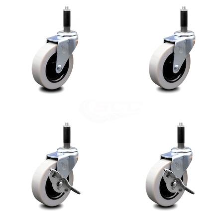 Service Caster 3 Inch Thermoplastic Wheel 7/8 Inch Expanding Stem Caster Set with 2 Brakes SCC-EX05S310-TPRS-78-2-SLB-2